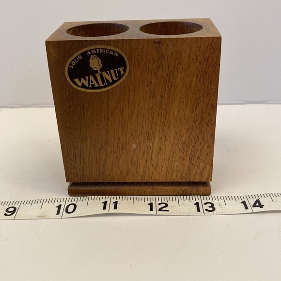 VINTAGE Lasercraft wooden pencil holder laser engraved horse pasture walnut wood - Picture 6 of 12